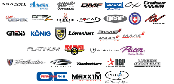 Asanti | Advanti Ultra Wheels | BMF CRAGER | Lowenhart | FOCAL |  PRIVAT | Modular Society | Konig | Lexani | SWiss | Forge  | Racing Hart | Dub and more 