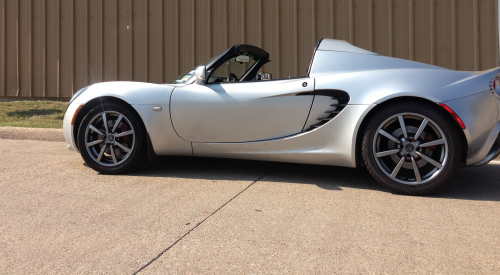 David Came In and wanted his Lotus To have a more custom look so we repaired and powdercoated his rims with a High Gloss black